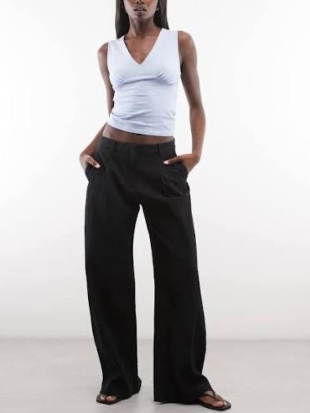BERSHKA WIDE LEG PANTS BLACK, SZ 4, NWT